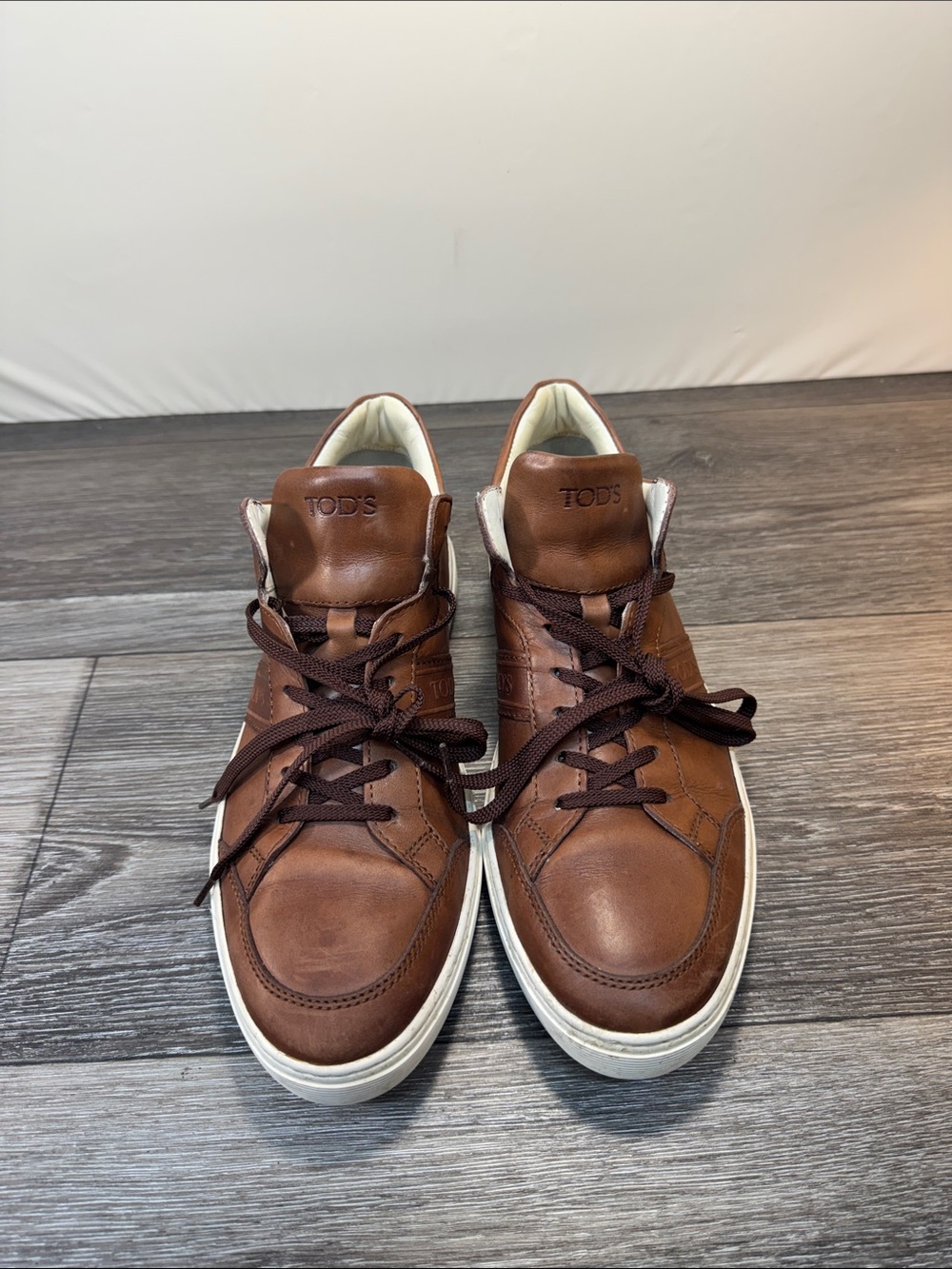 Tod's Brown Leather Low-Top Sneakers with leather Sole men’s SZ 9 (h170)